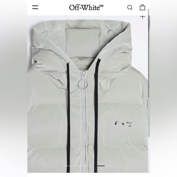 Off White Velvet Effect Puffer - Picture 9 of 11